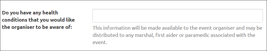 Health information question on entry form